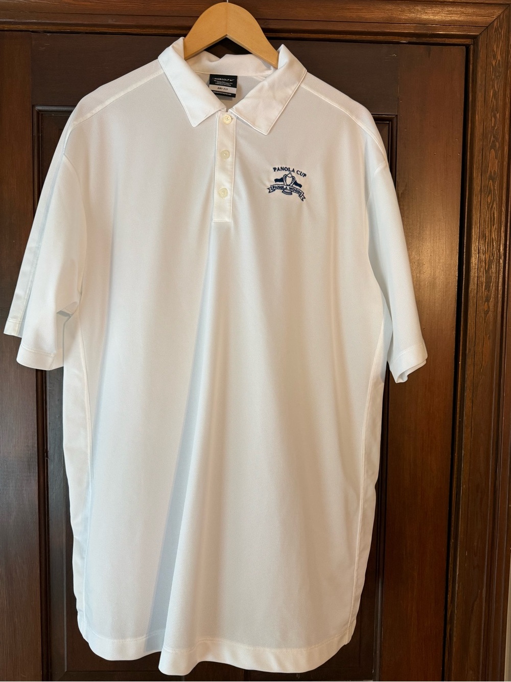 Nike Golf White Polo Shirt with Navy Embroidered Logo Tournament Shirt